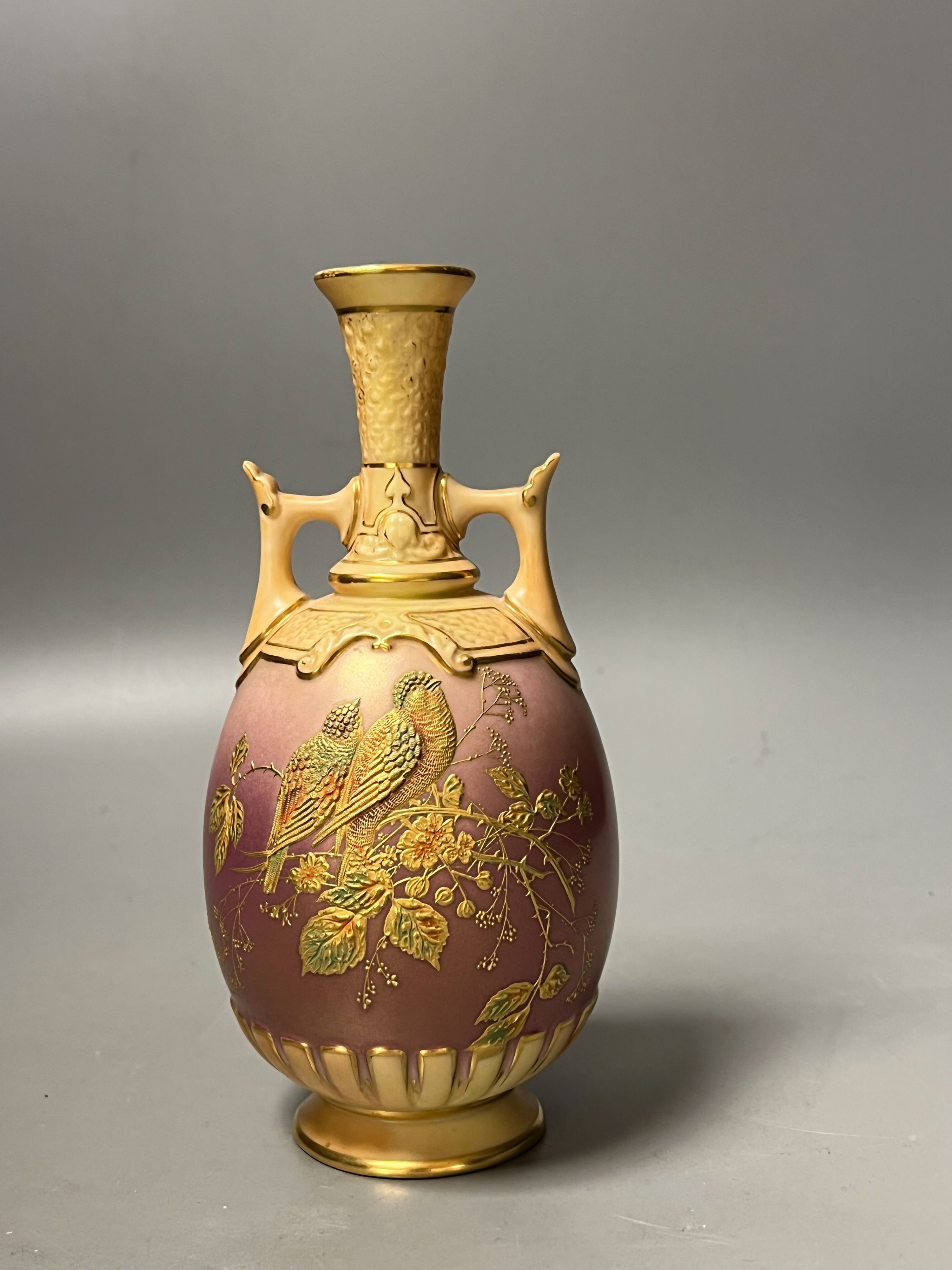 A Royal Worcester pink blush ground vase, c.1900, 18cm